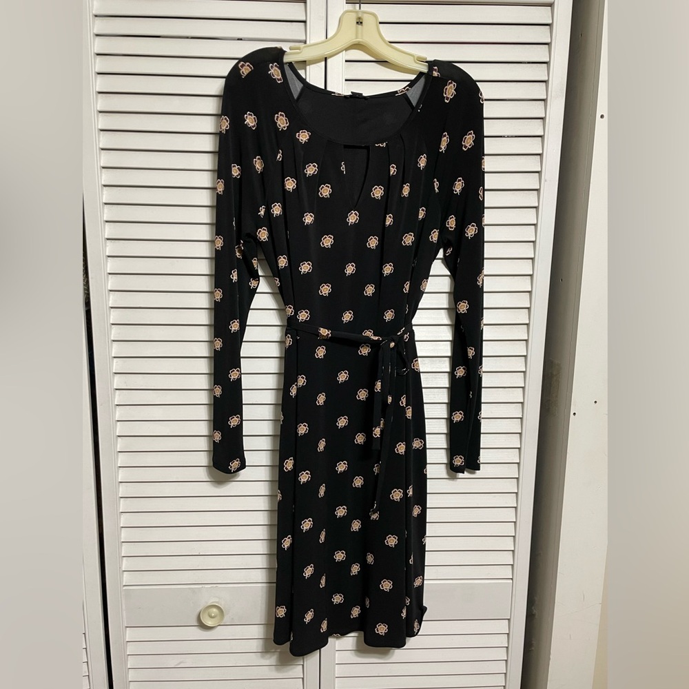 Ann Taylor Factory Black Dress with Pink Floral Pattern
